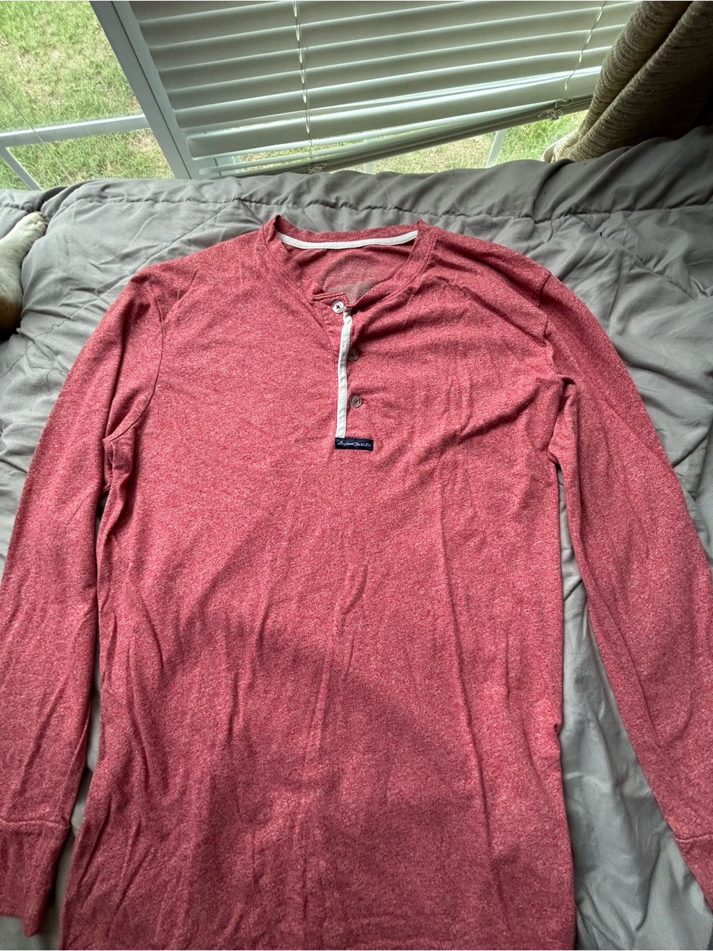 💚3/$25 Boyfriend Tees by Lauren James Red Henley Long Sleeve Shirt